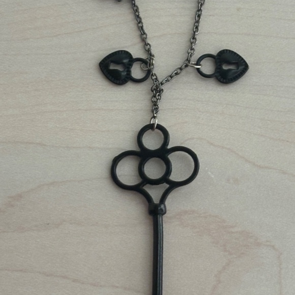 New “Key to Your Heart” Handmade Key Necklace w/ Heart Key & Gemstone Charms - Picture 4 of 8